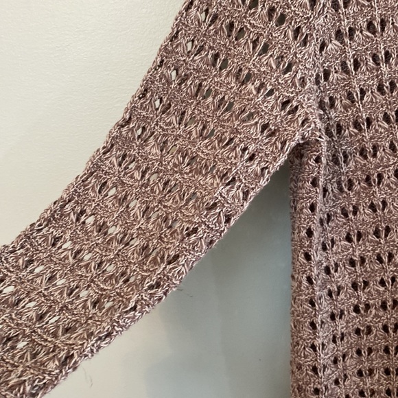 DKNY 5 Button Med Cardigan Brown Tweed Loose Knit - Picture 6 of 7